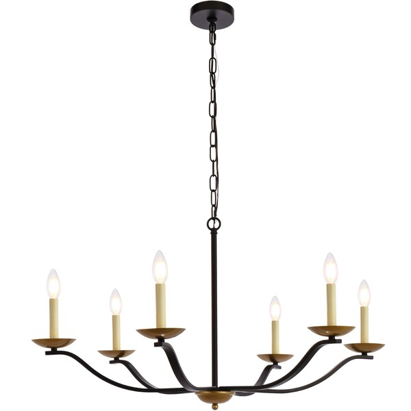 Living District Trey 36 Inch Pendant In Black And Brass LD641D36BRK